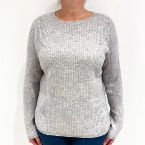 Smoke Grey Chunky Cashmere Crew Neck Jumper Large