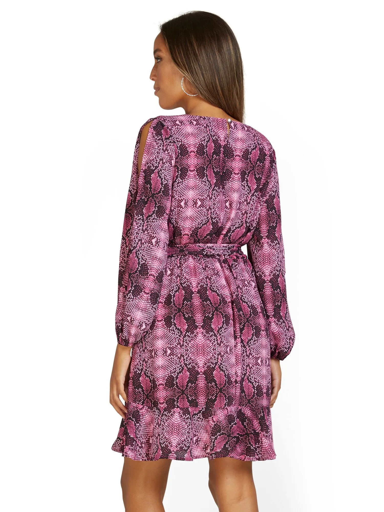 Snake-Print Wrap Dress