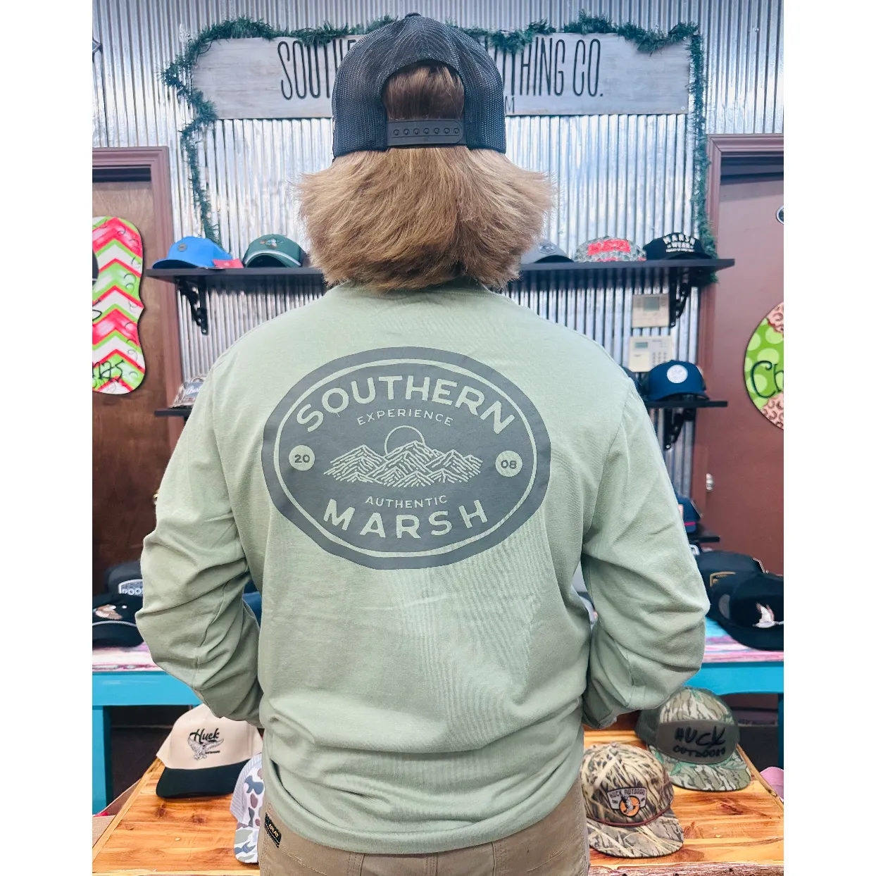 Southern Marsh Branding LS - Mountain Medallion - Bay Green