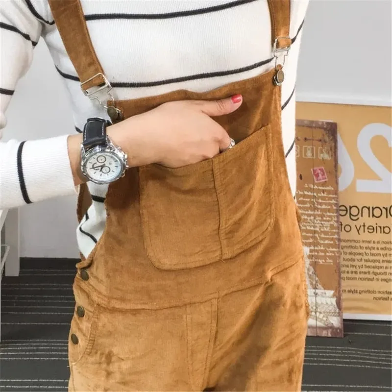 Spring Jumpsuits Women Slim Corduroy Overalls Women New Female Mori