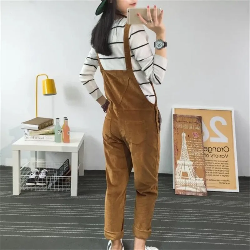 Spring Jumpsuits Women Slim Corduroy Overalls Women New Female Mori