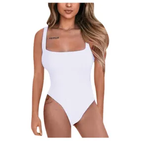 Square Neck Basic Sleeveless Bodysuit