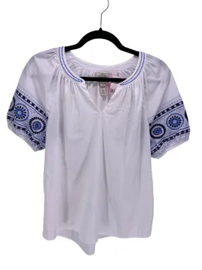 St Johns Bay Misses Size Small Petite White Multi SS Blouse