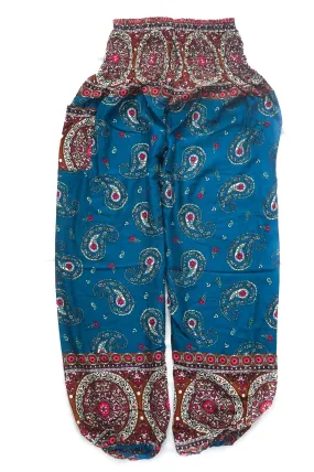 Teal Paisley Buta Harem Pants