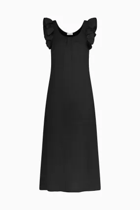 The Jane Ruffled Maxi Dress in black - Sample
