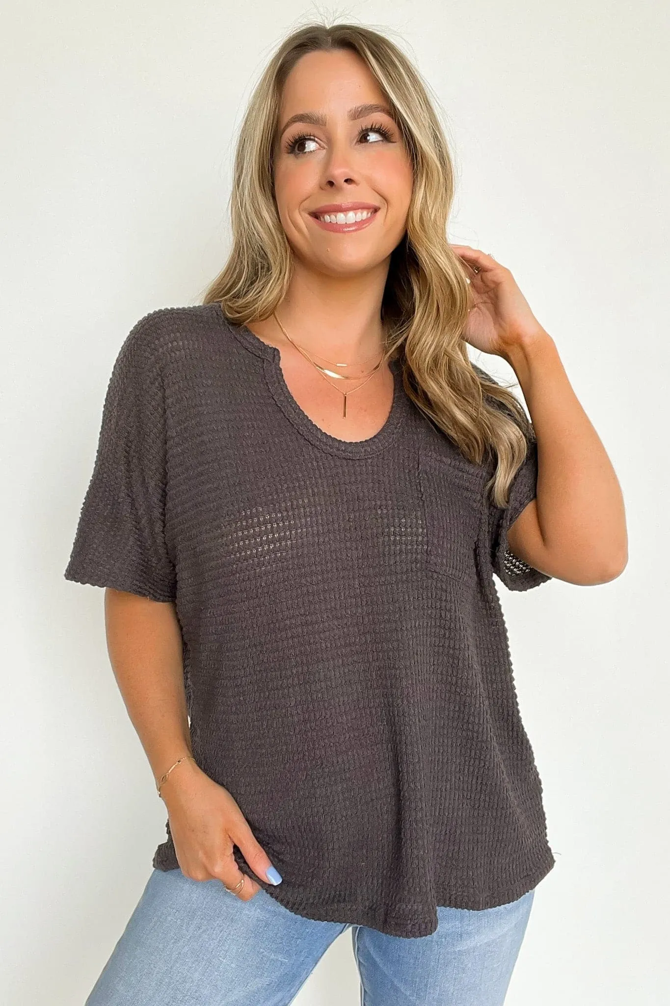 Varnie Knit U-Neck Pocket Top - BACK IN STOCK