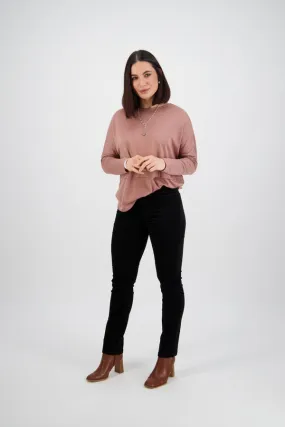 Vassalli - Slim Leg Full Length Pinwale Cord Pull On - Black