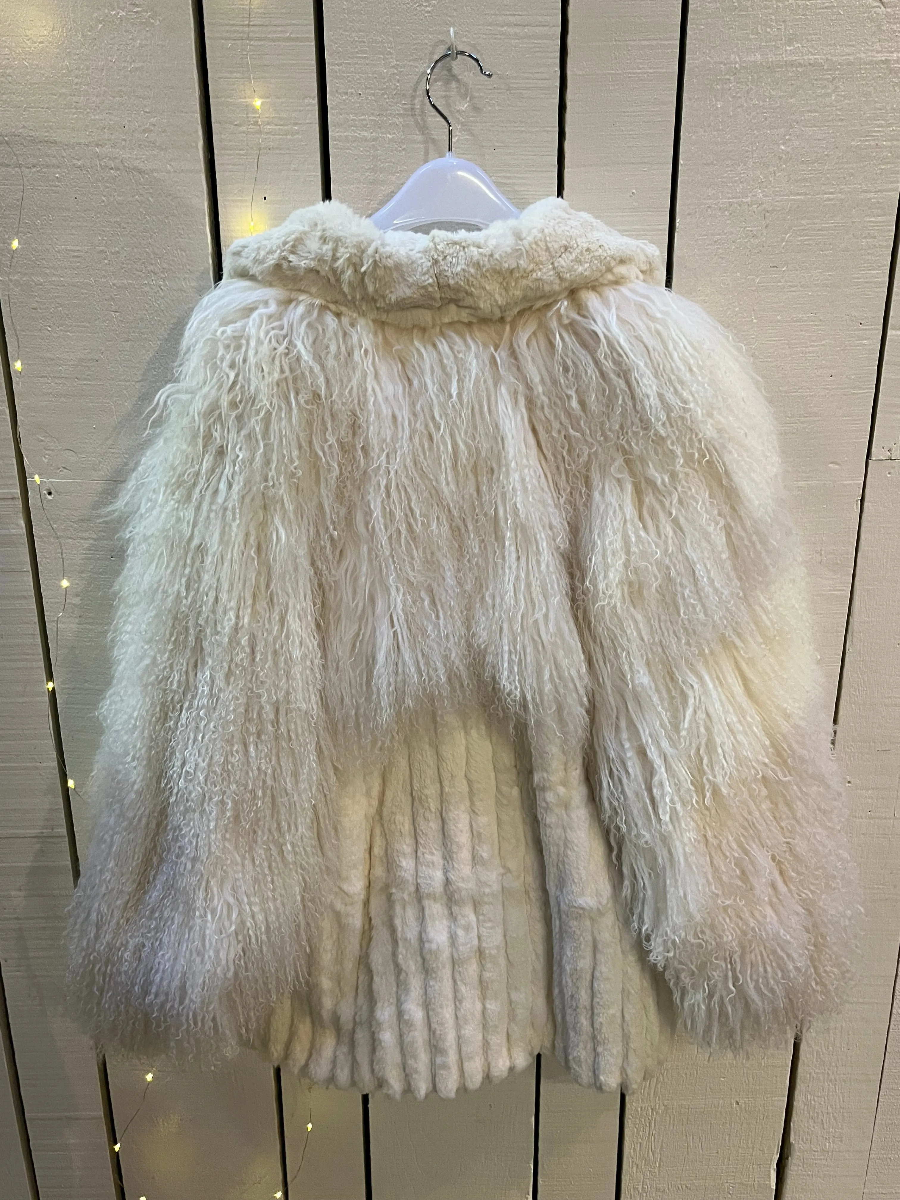 Vintage White Mongolian Sheepskin Shearling Coat, Made in Hong Kong SOLD