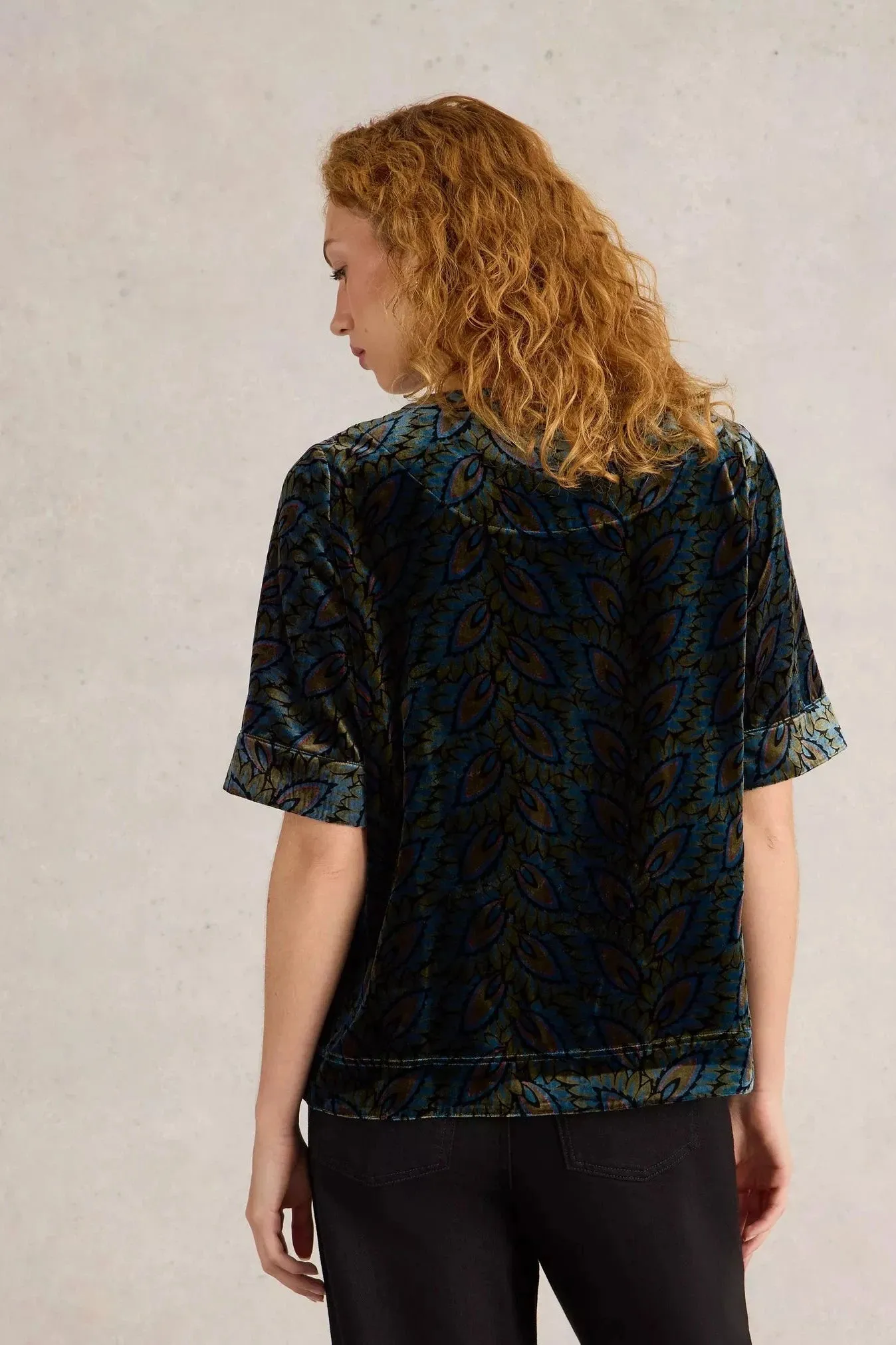 White Stuff Ash Printed Velvet Top