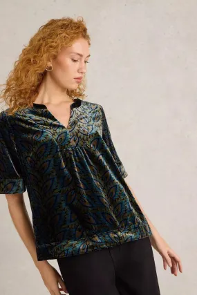 White Stuff Ash Printed Velvet Top