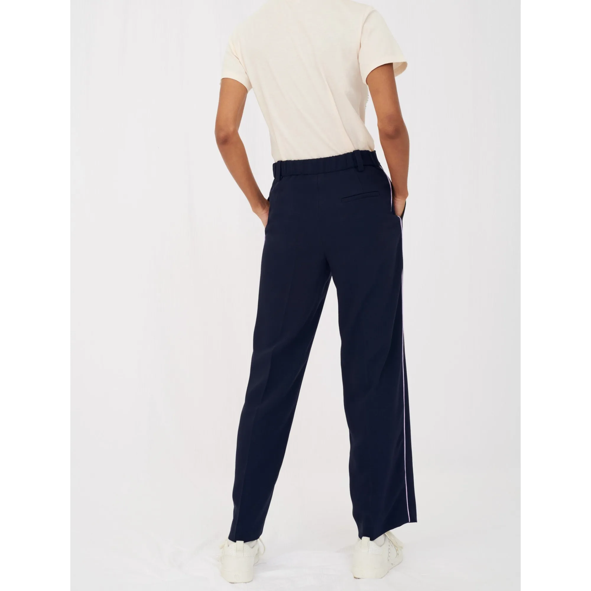 Women Crêpe Suit Trousers - Navy