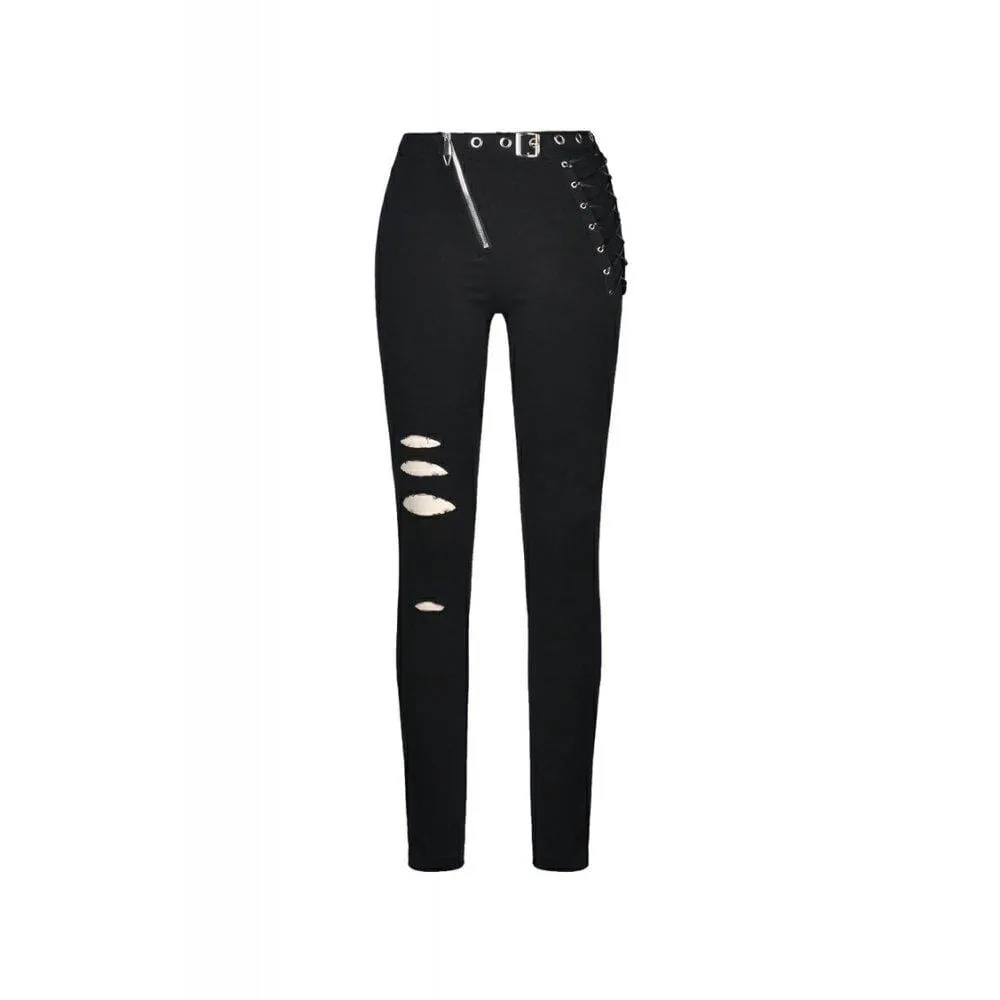 Women's Punk Hollow Leg Asymmetrical Elastic Trousers