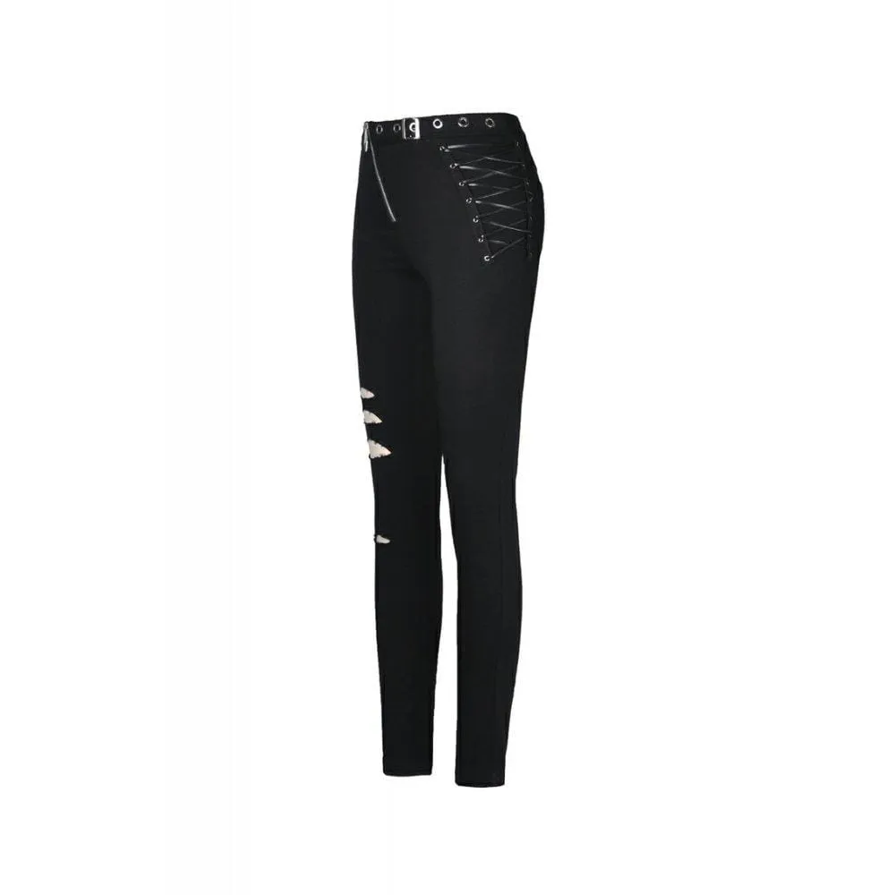 Women's Punk Hollow Leg Asymmetrical Elastic Trousers