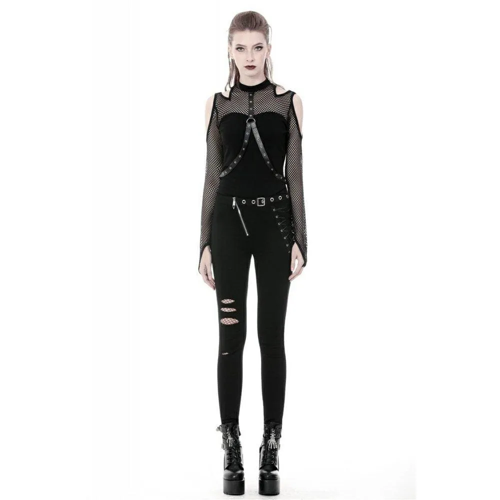 Women's Punk Hollow Leg Asymmetrical Elastic Trousers
