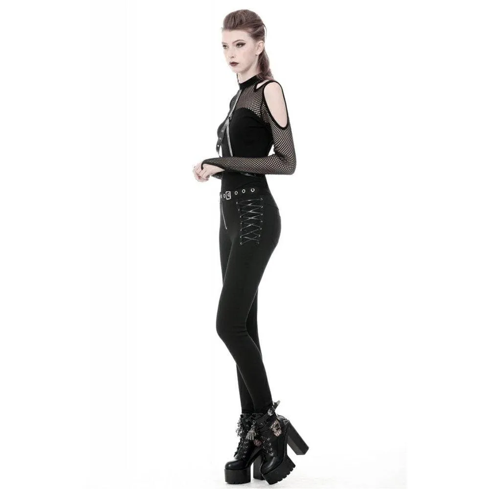 Women's Punk Hollow Leg Asymmetrical Elastic Trousers