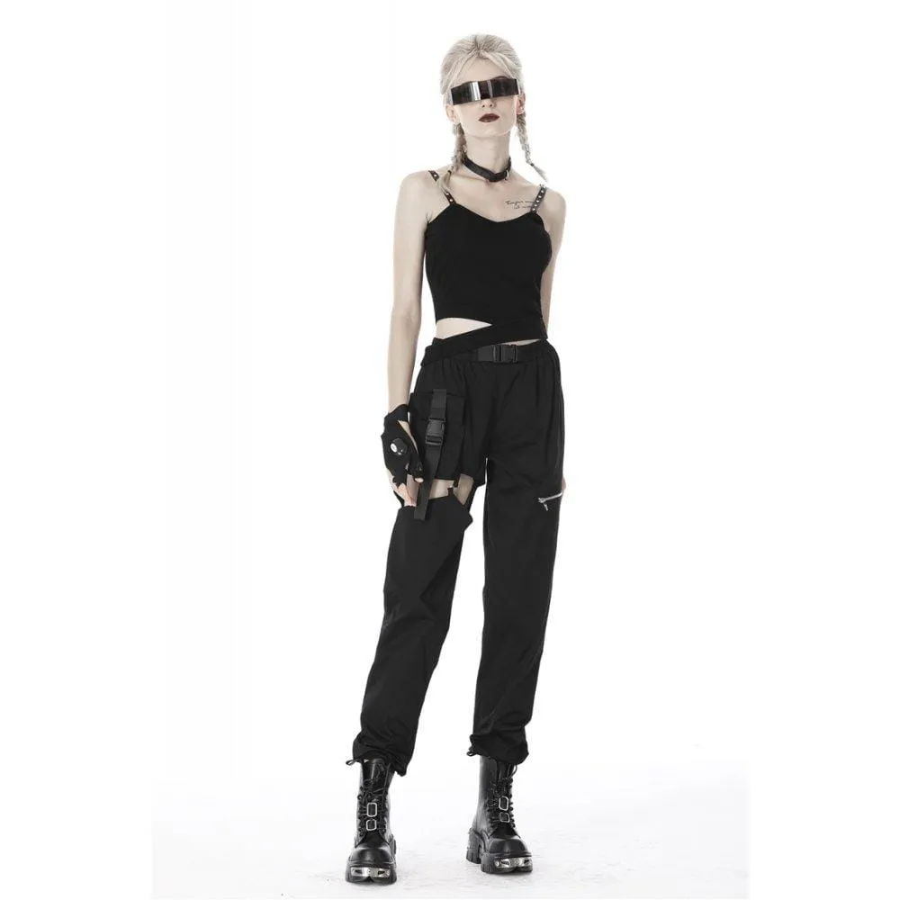 Women's Punk Hollowed Thigh Casual Trousers