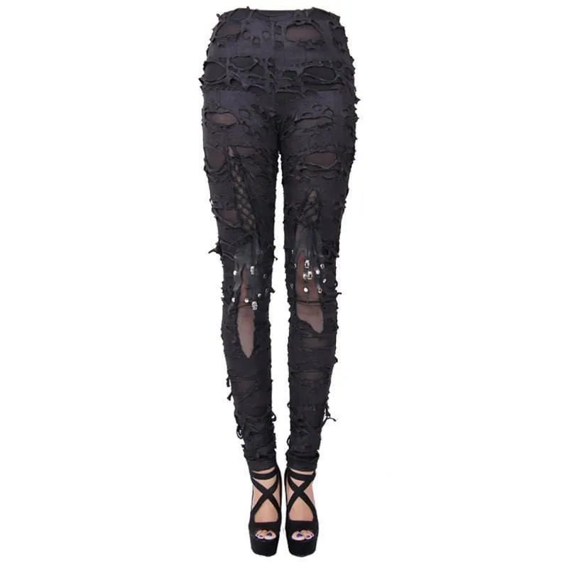 Women's Punk Layered Distressed Trousers