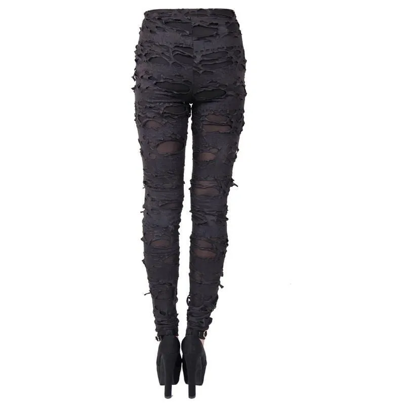Women's Punk Layered Distressed Trousers