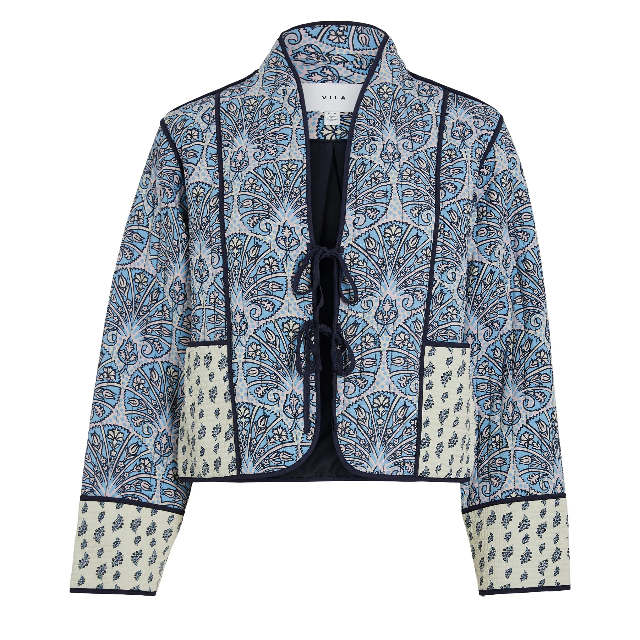 Womens Vila Birch/Blue Videlphine Tie Jacket
