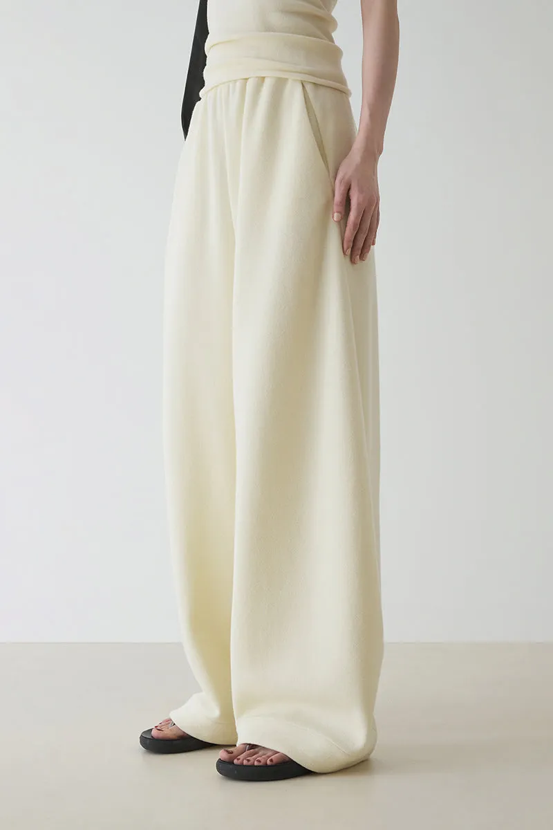 Wool Curved Borrowed Seam High Waist Trousers