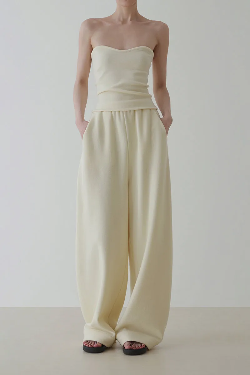 Wool Curved Borrowed Seam High Waist Trousers