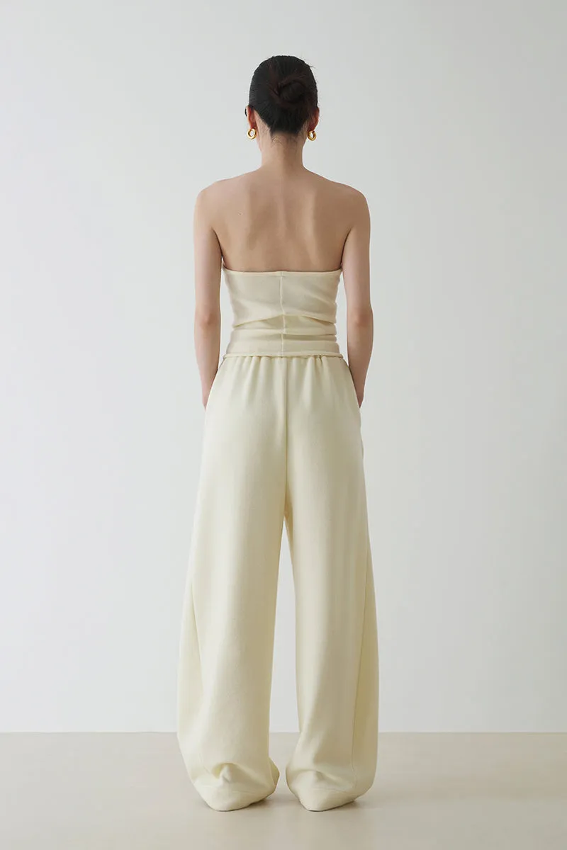 Wool Curved Borrowed Seam High Waist Trousers