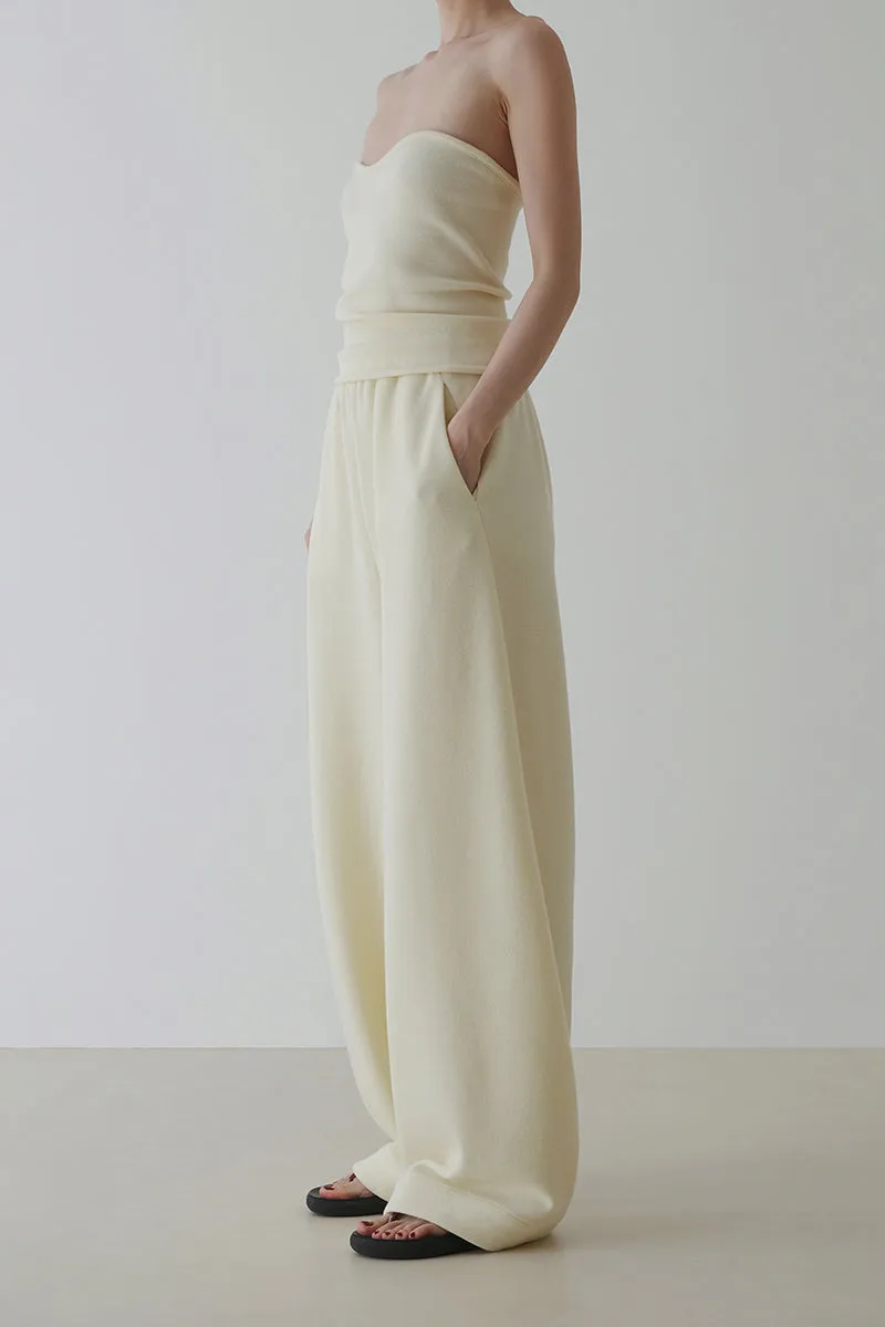 Wool Curved Borrowed Seam High Waist Trousers